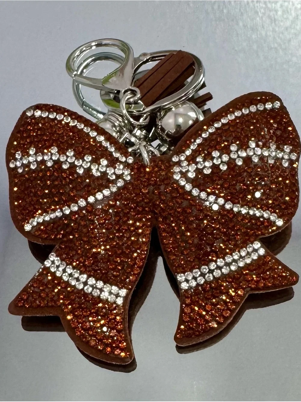 New Crystal Football Bow Keychain